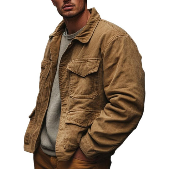Men's Casual Multi-pocket Lapel Work Jacket 9883354300600