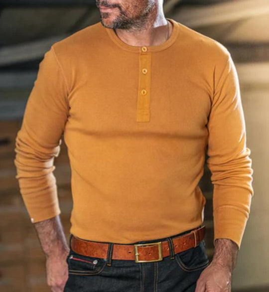 Men's Retro Classic Casual Round Neck Button Cotton Bottoming T-Shirt 9261142016184