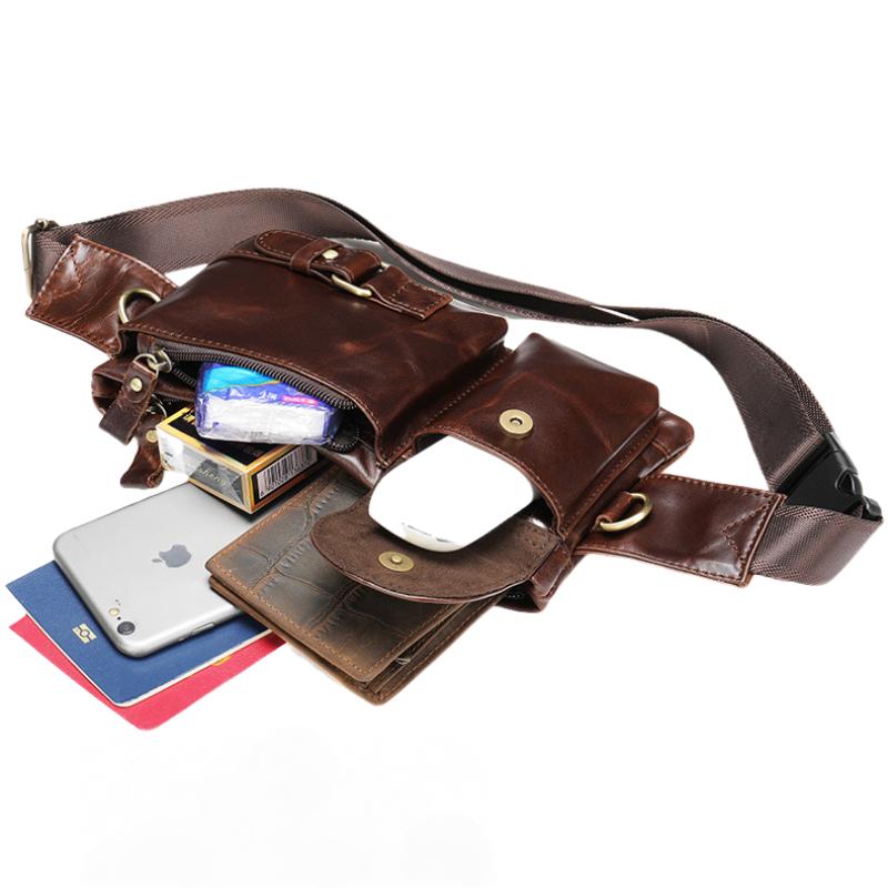 Men's Classic Genuine Leather Waist And Messenger Bag 9262189904056