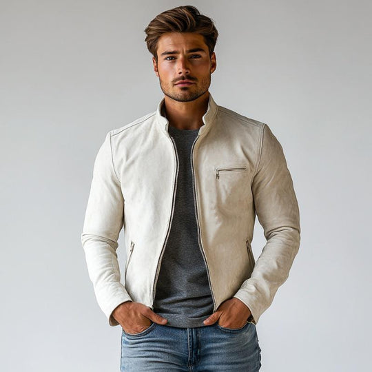 Men's Fashion Casual Suede Zipper Stand Collar Jacket 9879659544760