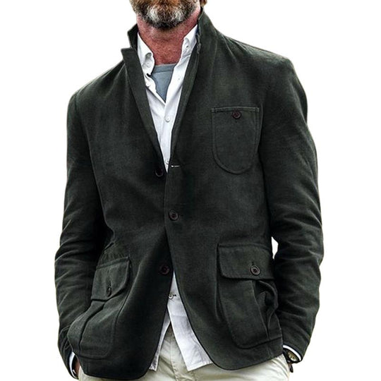 Men's Vintage Dark Green Button Jacket 9878728736952