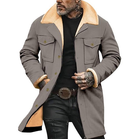 Men's Solid Color Printed Button Patchwork Coat 9261105971384