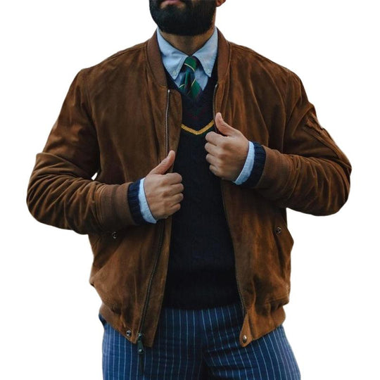 Men's Vintage Suede Zip-Up Jacket 9886817681592