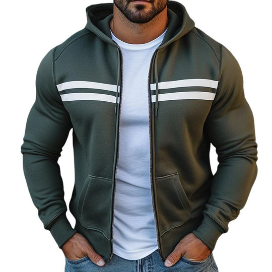 Men's Retro Casual Colorblock Sports Hooded Jacket 9877926903992