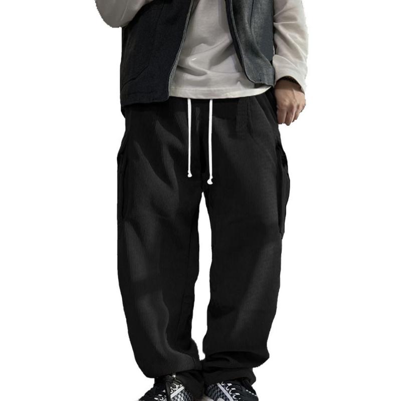 Men's Solid Corduroy Loose Pocket Cargo Pants 9261766639800