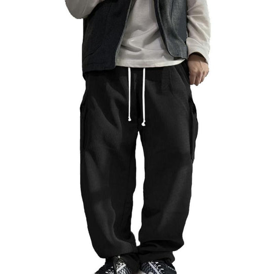 Men's Solid Corduroy Loose Pocket Cargo Pants 9261766639800