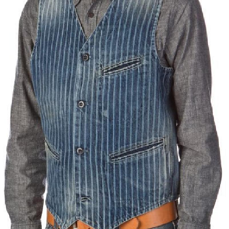 Men's Classic Vintage V-Neck Denim Vest 9266613551288