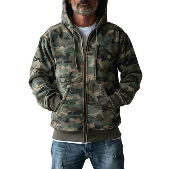 Men's Camouflage Print Hooded Sweatshirt Jacket 9261080805560