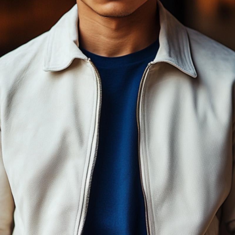 Men's Stylish Casual Solid Color Lapel Zipper Suede Jacket 9888007323832