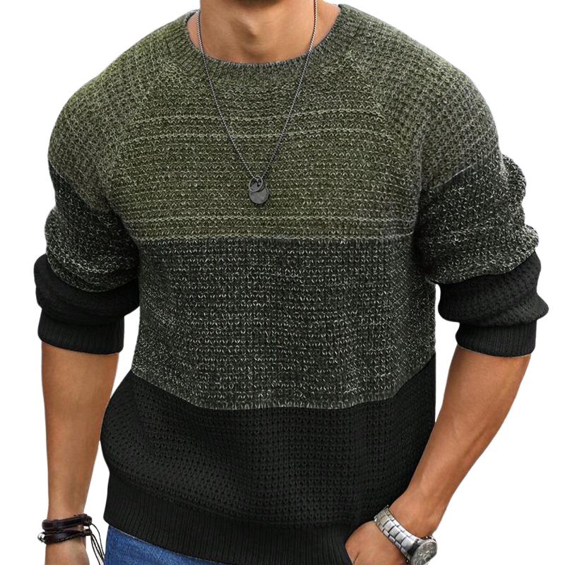 Men's Retro Colorblock Crewneck Knit Sweater 9879141482680