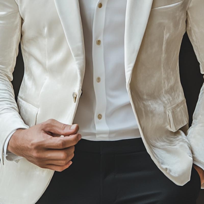 Men's Classic Casual Single-Breasted Slim Fit Velvet Blazer 9887360254136
