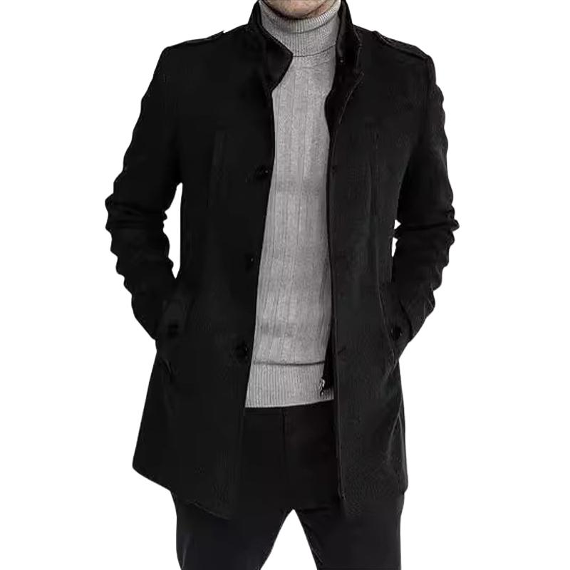 Men's Stand Collar Solid Color Zipper Jacket Fake Two-Piece Coat 9261104169144
