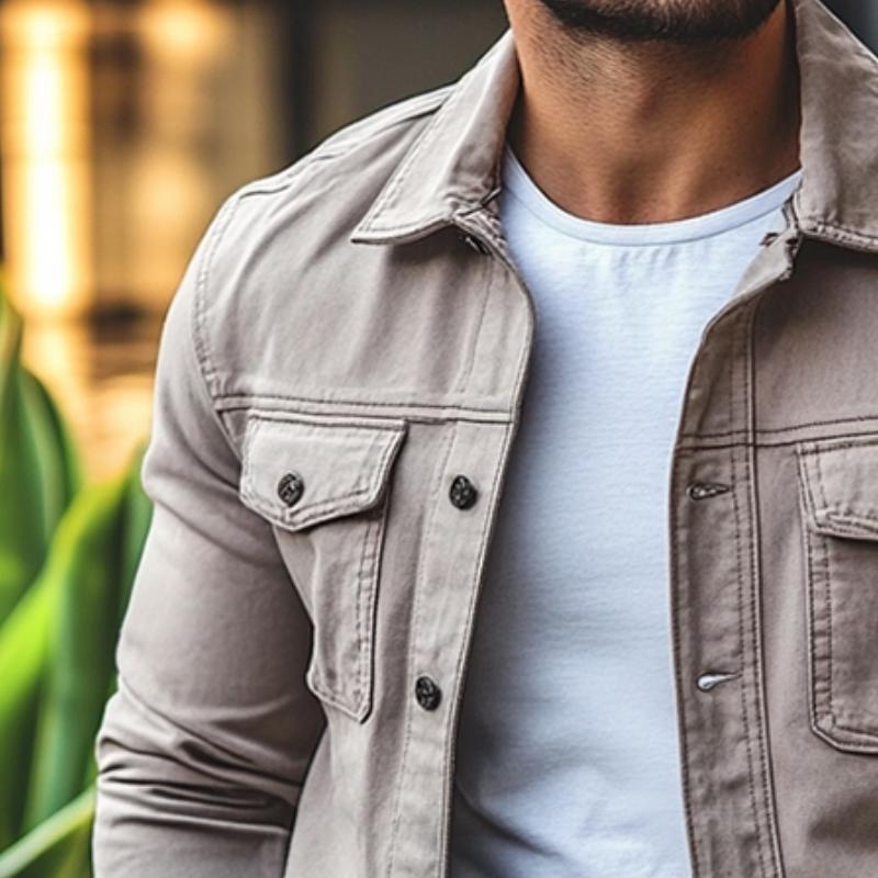 Men's Retro Casual Washed Multi-Pocket Button Jacket 9877927100600