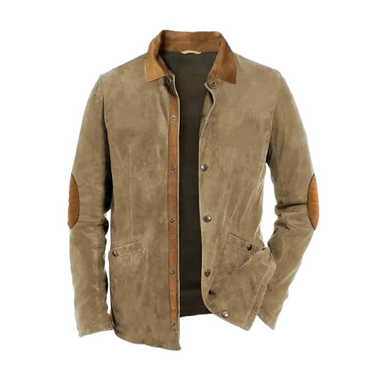 Men's Classic Vintage Leather and Suede Light Jacket 9877641822392