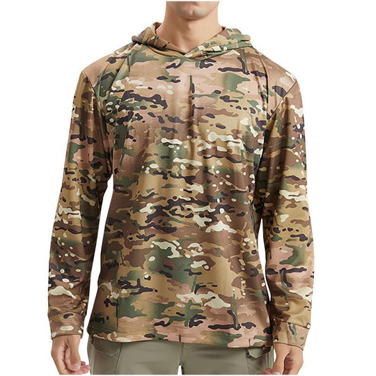 Men's Casual Outdoor Camouflage Quick-drying Long-sleeved Hooded T-shirt 9261144309944