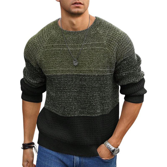Men's Retro Colorblock Crewneck Knit Sweater 9879141482680