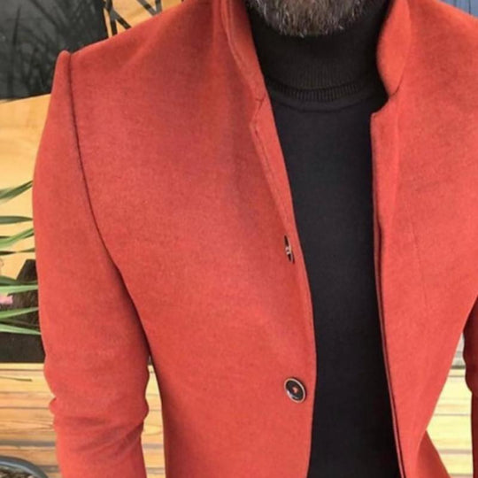 Men's Retro Casual Solid Color Mid-Length Single-Breasted Coat 9261108756664