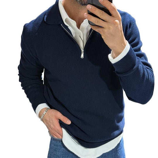 Men's Retro Casual Lapel Striped Sweater 9273156075704