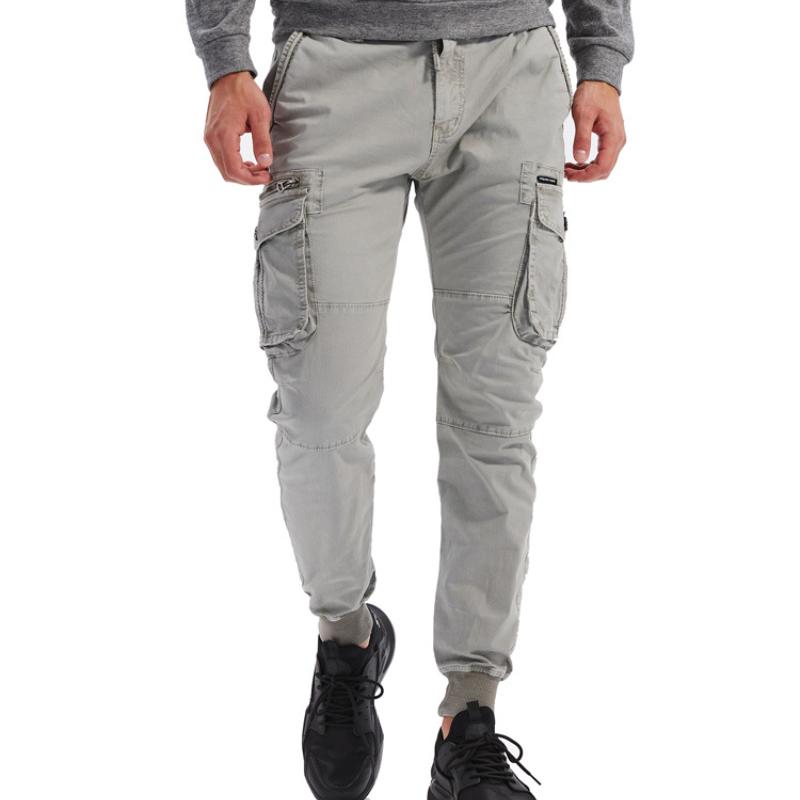 Men's Classic Casual Multi-Pocket Elastic Waist Cuff Pants 9261768409272