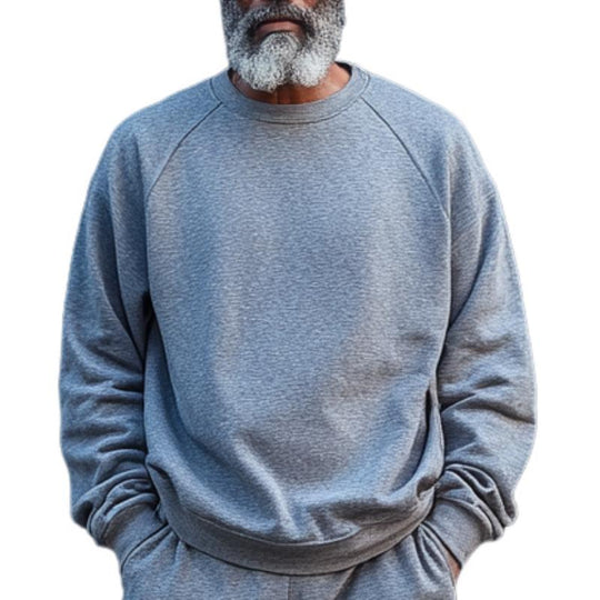 Men's Classic Casual Round Neck Pullover Sweatshirt and Casual Pants Two-piece Set 9274152353976