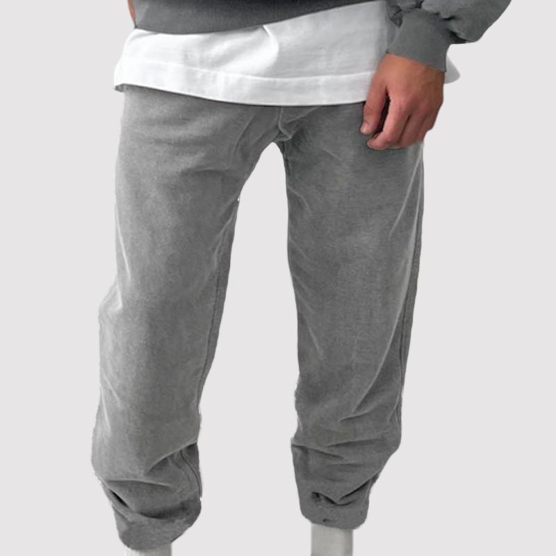 Men's Solid Color Loose Round Neck Long Sleeve Sweatshirt Elastic Waist Pants Casual Set 9877927592120