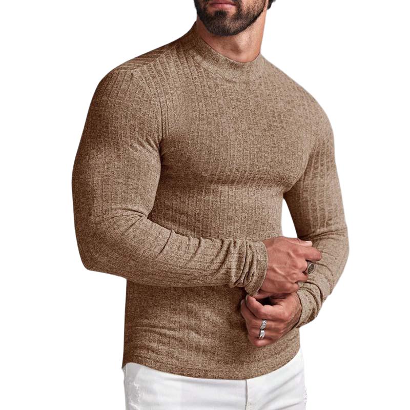 Men's Classic Casual Comfortable Slim Fit Round Neck Long Sleeve T-shirt 9261142311096