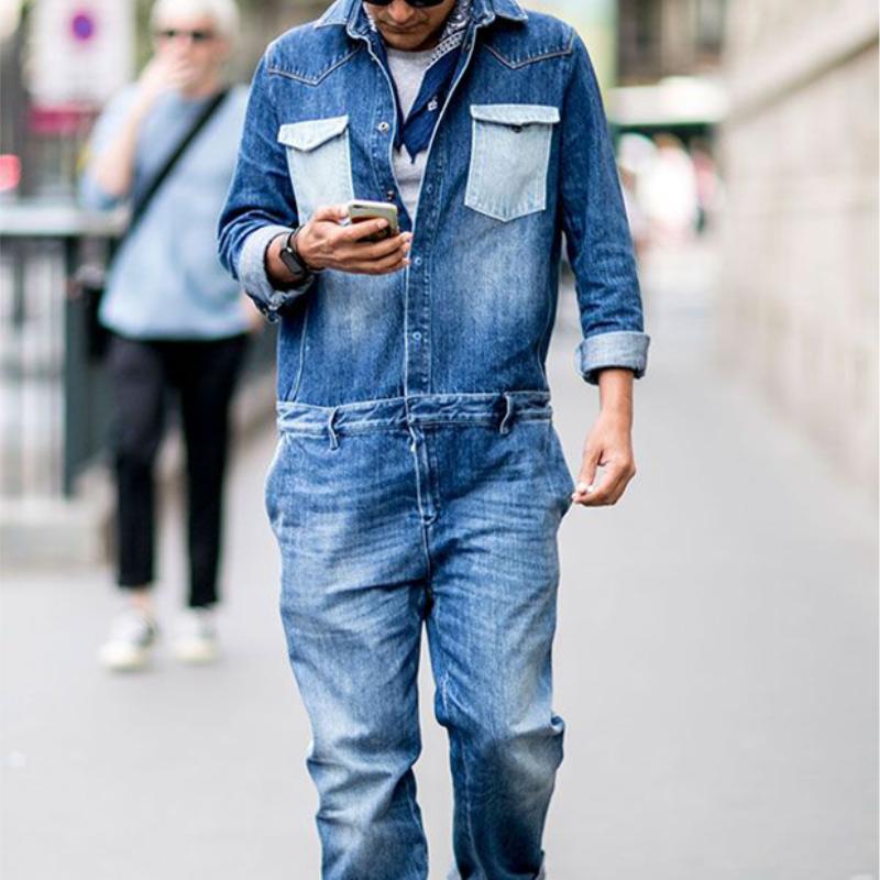 Men's Classic Casual Multi-Pocket Denim Jumpsuit 9885839294648