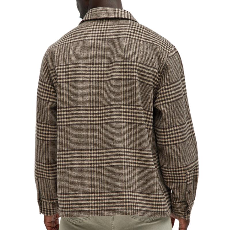 Men's Casual Houndstooth Lapel Long Sleeve Shirt 9884639854776