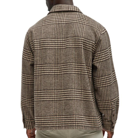 Men's Casual Houndstooth Lapel Long Sleeve Shirt 9884639854776