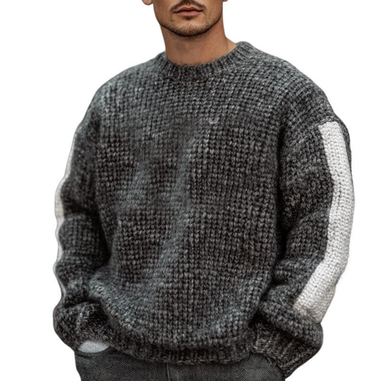 Men's Dark Grey Chunky Knit Sweater 9271923835064