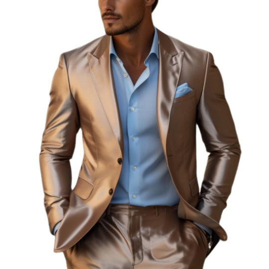 Men's Classic Casual Slim Fit Solid Color Satin Blazer 9887360319672