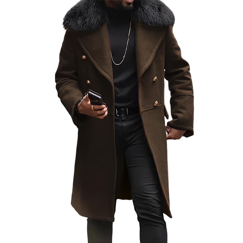 Men's Winter Fur Collar Mid-length Coat 9261109444792