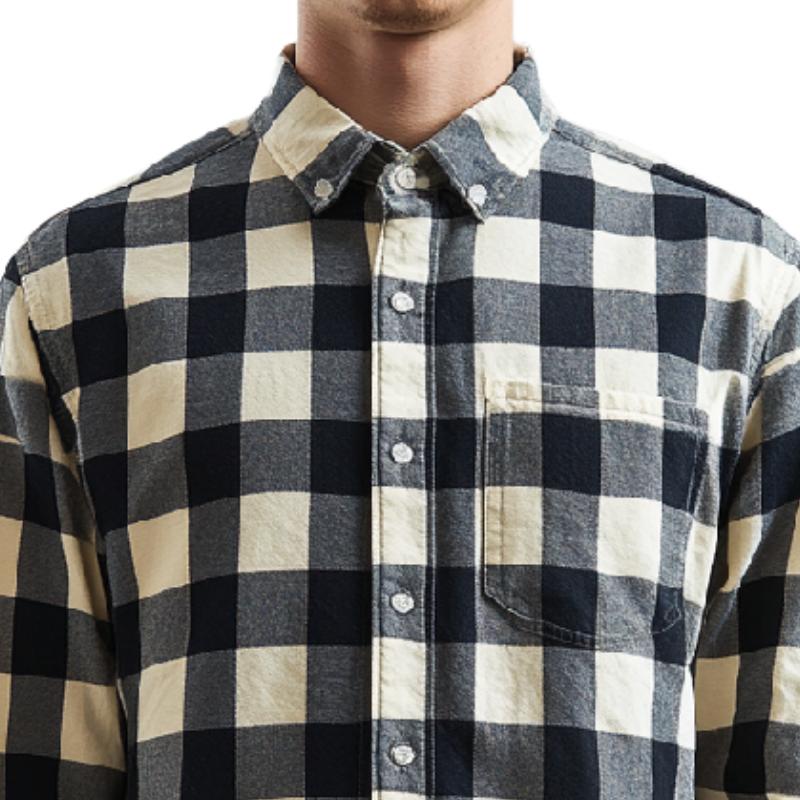 Men's Versatile Lapel Plaid Long Sleeve Shirt 9888004571320
