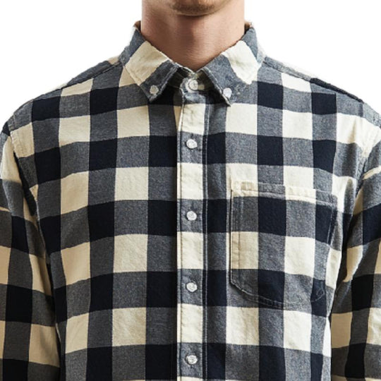 Men's Versatile Lapel Plaid Long Sleeve Shirt 9888004571320