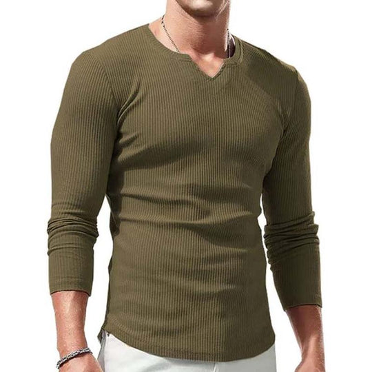Men's Classic Casual Slim Fit Knitted Round Neck Long Sleeve T-Shirt 9261141524664