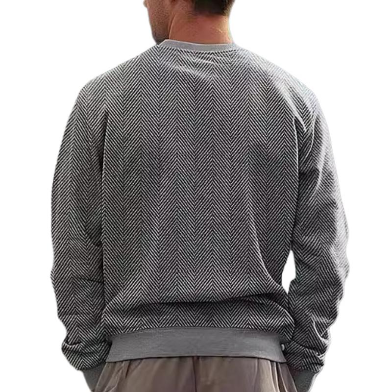 Men's Casual Loose Round Neck Twill Sports Sweatshirt 9262182695096