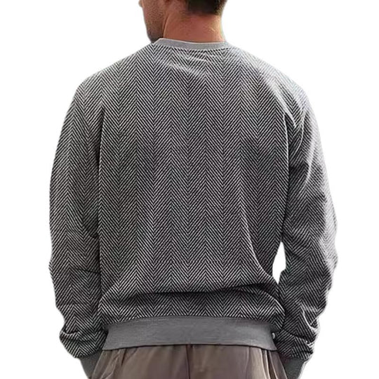 Men's Casual Loose Round Neck Twill Sports Sweatshirt 9262182695096