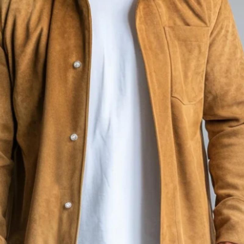 Men's Stylish Suede Lapel Single-Breasted Thin Trench Coat 9886817026232