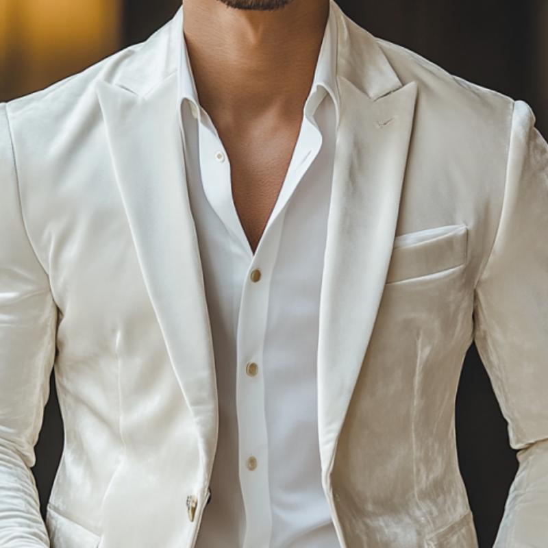 Men's Classic Casual Single-Breasted Slim Fit Velvet Blazer 9887360254136