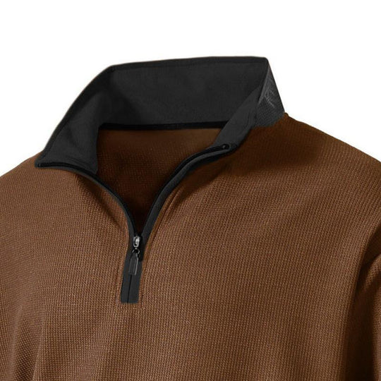 Men's Casual Zipper Stand Collar Colorblock Loose Pullover Sweatshirt 9274167263416
