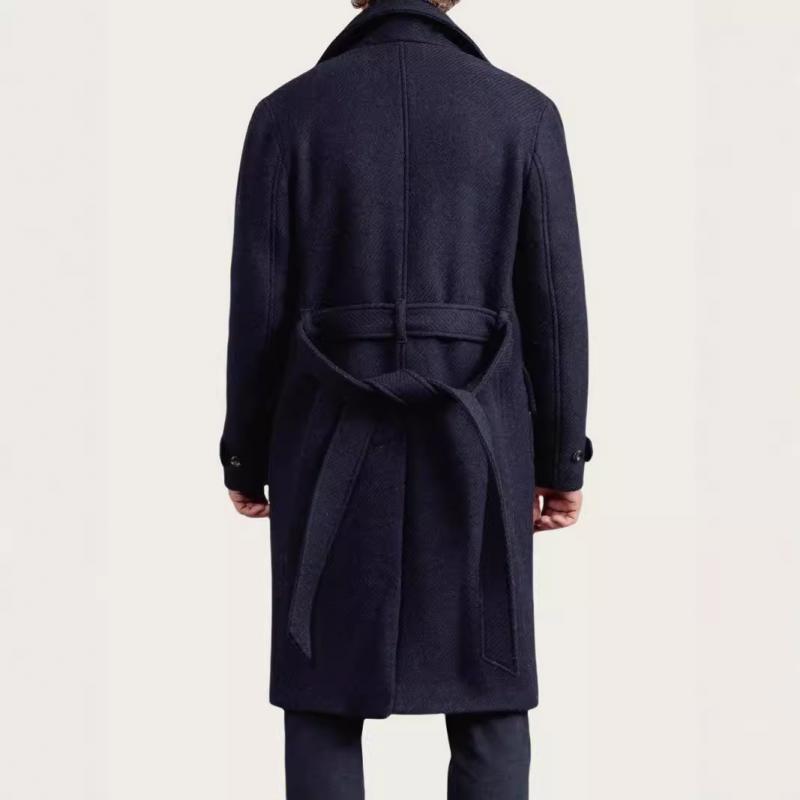 Men's Fashion Woolen Lapel Single Breasted Long Coat 9261106331832