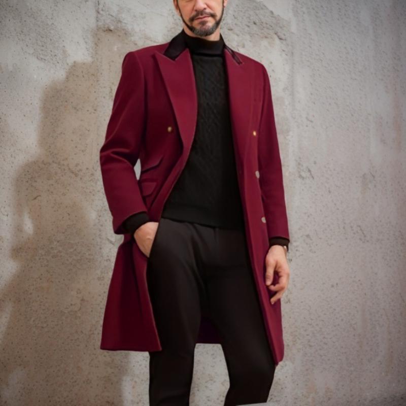 Men's Colorblock Wool Lapel Coat 9261112426680