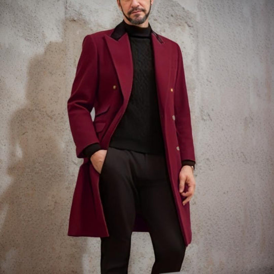 Men's Colorblock Wool Lapel Coat 9261112426680