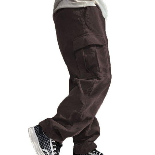 Men's Solid Corduroy Loose Pocket Cargo Pants 9261766639800