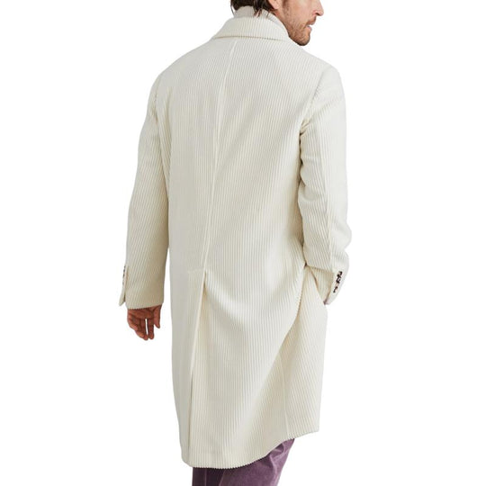Men's Casual Corduroy Length Knee-length Lapel Coat and Pants Two-piece Set 9877926740152