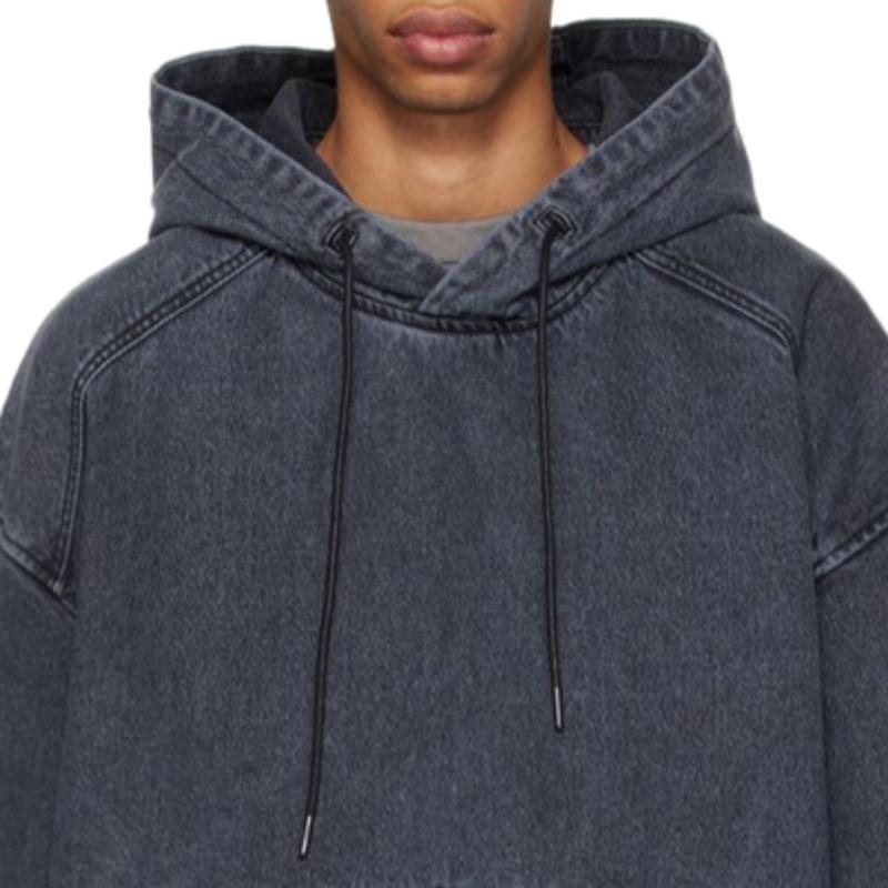 Men's Loose Distressed Denim Hoodie 9883357577400