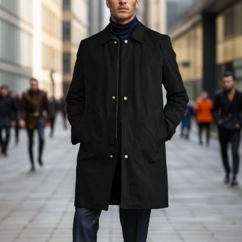 Men's Solid Color Simple Mid-Length Trench Coat 9261106299064