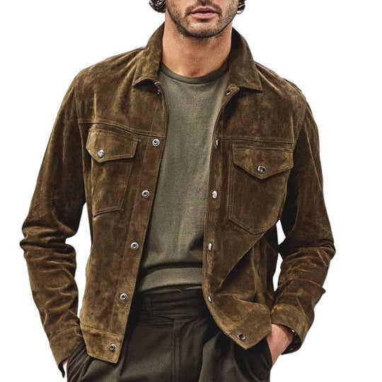 Men's Vintage Suede Button Jacket 9886818107576
