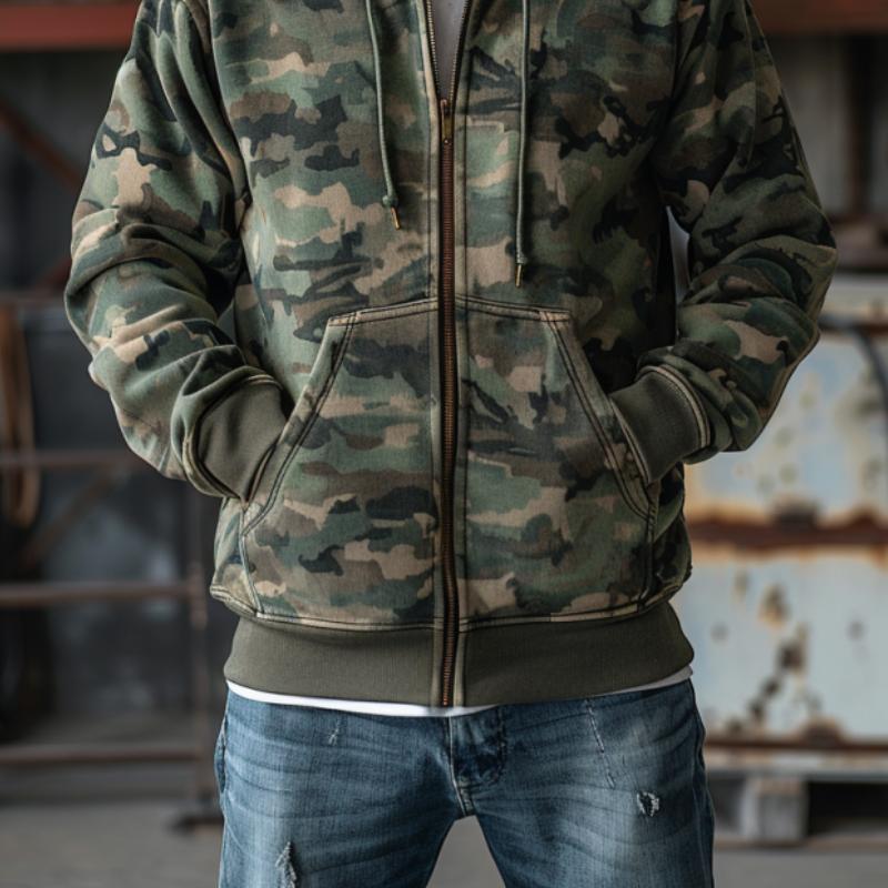 Men's Camouflage Print Hooded Sweatshirt Jacket 9261080805560