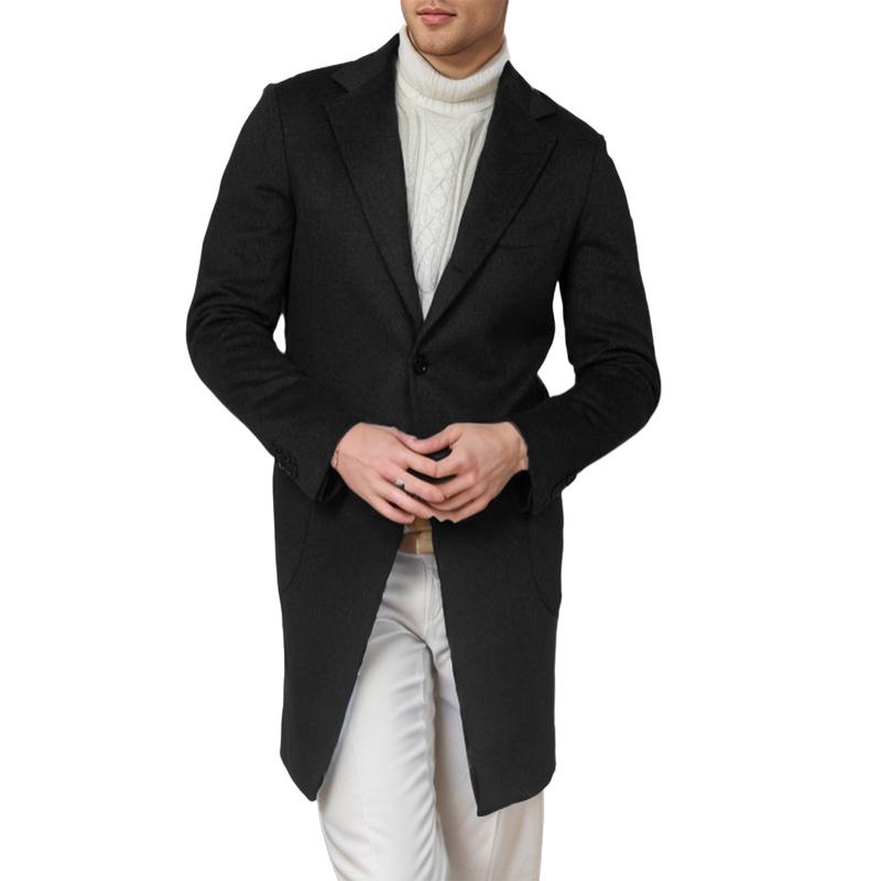 Men's Casual Mid-Length Woolen Single-Breasted Coat 9261112197304